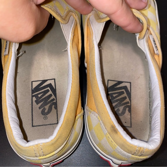 SOLD | Yellow Checkerboard Slip On Vans - Picture 8 of 9